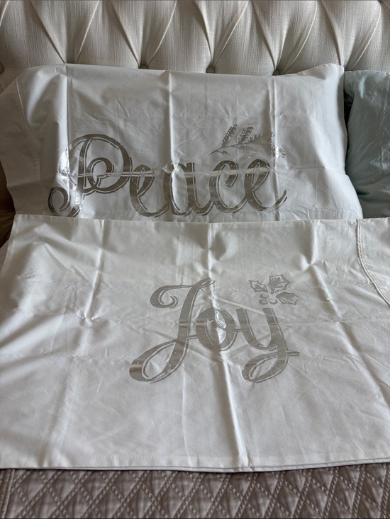Cost Plus World Market Other - NEW—World Market Set of 2 Standard/Queen White Pillowcases with “Peace”& “Joy”